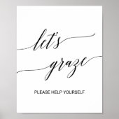 Elegante Zwarte Calligraphy Laten We Grazen Eettaf Poster (Voorkant)