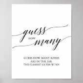 Elegante Zwarte Calligraphy Raad Hoeveel Kusjes Poster (Voorkant)