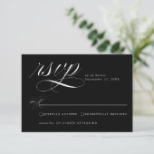 Elegante Zwarte Calligraphy Trouw RSVP Kaart (Staand voorkant)