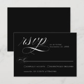 Elegante Zwarte Calligraphy Trouw RSVP Kaart (Voorkant / Achterkant)