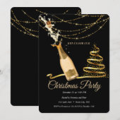 Elegante zwarte champagne kerstboom kaart (Voorkant / Achterkant)