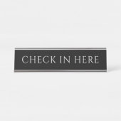 Elegante Zwarte Check-in Naambord Bureau Naambordje (Voorkant)
