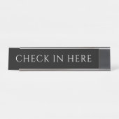 Elegante Zwarte Check-in Naambord Bureau Naambordje (Voorkant)