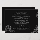 Elegante zwarte Chinoiserie Beide Ouders Bruiloft Kaart (Voorkant / Achterkant)