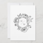 Elegante zwarte Chinoiserie Bird & Crest bruiloft Kaart (Achterkant)