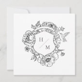 Elegante zwarte Chinoiserie Bird & Crest bruiloft Save The Date (Achterkant)