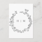 Elegante zwarte Chinoiserie Bird Crest Wedding Informatiekaartje (Achterkant)