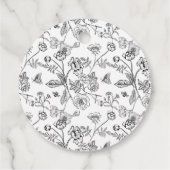 Elegante zwarte Chinoiserie Crest Monogram bruilof Bedankjes Labels (Achterkant)