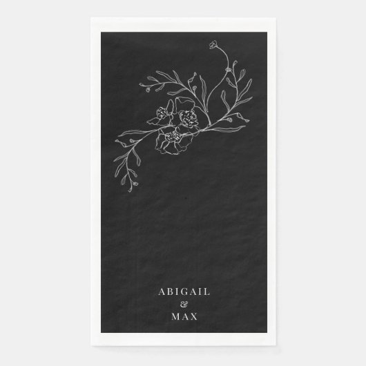 Elegante zwarte Chinoiserie Gastenpapier servet (Voorkant)