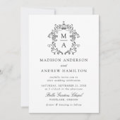 Elegante zwarte Chinoiserie Victoriaans bloemenbru Kaart (Voorkant)