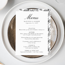 Elegante zwarte Chinoiserie Victoriaans bloemenbru Menu