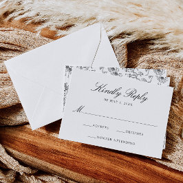 Elegante zwarte Chinoiserie Victoriaans bloemenbru RSVP Kaartje