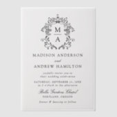 Elegante zwarte Chinoiserie Victoriaans bruiloft Vellum Uitnodigingen (Voorkant)