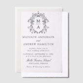 Elegante zwarte Chinoiserie Victoriaans bruiloft Vellum Uitnodigingen (Offset)