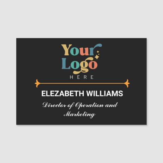 Elegante zwarte classy divider aangepaste logo naa naamplaatje (Voorkant)