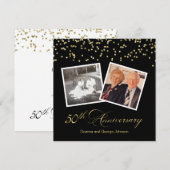 Elegante zwarte confetti 50ste huwelijksverjaardag kaart (Voorkant / Achterkant)