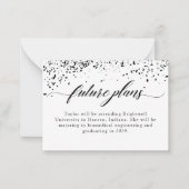 Elegante Zwarte Confetti Afstudeer Toekomstplannen Notitiekaartje (Voorkant)