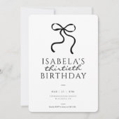 Elegante Zwarte Coquette Boog Verjaardagsfeest Kaart (Voorkant)