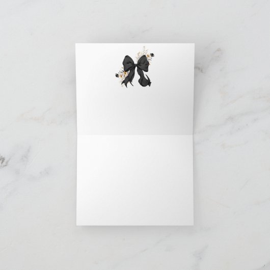 Elegante zwarte Coquette Bow Dank u kaart (Binnen)