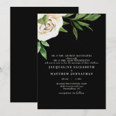 Elegante zwarte crème pioenen bruiloft kaart (Voorkant / Achterkant)