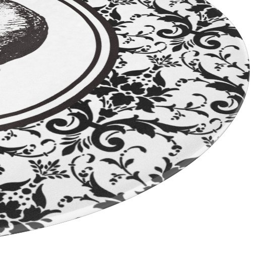 Elegante zwarte Damask Pattern Skull Snijplank (Hoek)