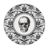 Elegante zwarte Damask Pattern Skull Snijplank (Voorkant)