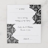 Elegante zwarte damast bruiloft plaats kaarten plaatskaartje (Buitenkant ongevouwen)