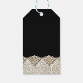 Elegante Zwarte Damast Dank Je Wel Cadeaulabel (Achterkant)