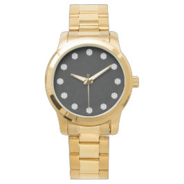 Elegante zwarte damast en diamant horloge