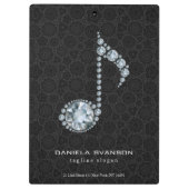 Elegante zwarte damast en diamanten notities klembord (Achterkant)