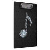 Elegante zwarte damast en diamanten notities klembord (Rechts)