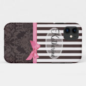 Elegante zwarte damast en strepen Case-Mate iPhone case (Achterkant (horizontaal))