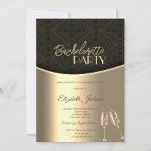 Elegante Zwarte Damast Gouden Bachelorette