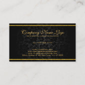 Elegante zwarte damast gouden lippen visitekaartje (Achterkant)