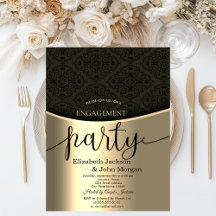 Elegante zwarte damast gouden verlovingsfeest