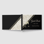 Elegante zwarte, damasten gastenboek (Volledig)