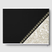 Elegante zwarte, damasten gastenboek (Achterkant)