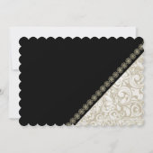 Elegante Zwarte Damasten Trouwuitnodiging Kaart (Achterkant)