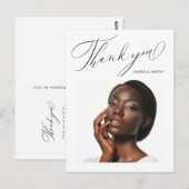 Elegante Zwarte Dankjewel Script Foto Afstuderen Briefkaart (Voorkant / Achterkant)