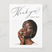 Elegante Zwarte Dankjewel Script Foto Afstuderen Briefkaart (Voorkant)