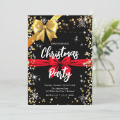 Elegante zwarte diamant, gouden lint, confetti kaart (Staand voorkant)