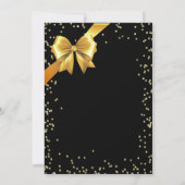 Elegante zwarte diamant, gouden lint, confetti kaart (Achterkant)