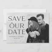 Elegante zwarte diamanten ring overlay foto save the date (Voorkant)