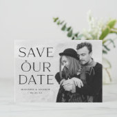 Elegante zwarte diamanten ring overlay foto save the date (Staand voorkant)