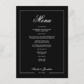 Elegante zwarte donkere romantische winter bruilof menu (Voorkant)