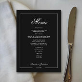 Elegante zwarte donkere romantische winter bruilof menu
