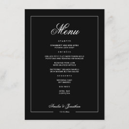 Elegante Zwarte Donkere Romantische Winterhuwelijk Menu