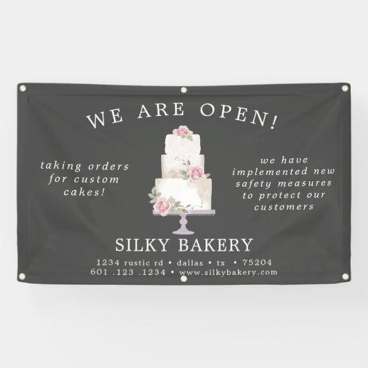 Elegante zwarte drie-tier Cake Store Banner (Horizontaal)