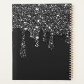 Elegante Zwarte Drip Glitter Monogram Planner (Achterkant)
