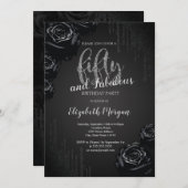 Elegante zwarte druppels zwarte Rozen 50e verjaard Kaart (Voorkant / Achterkant)